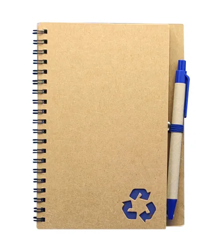 Libreta ecológica con bolígrafo, color azul