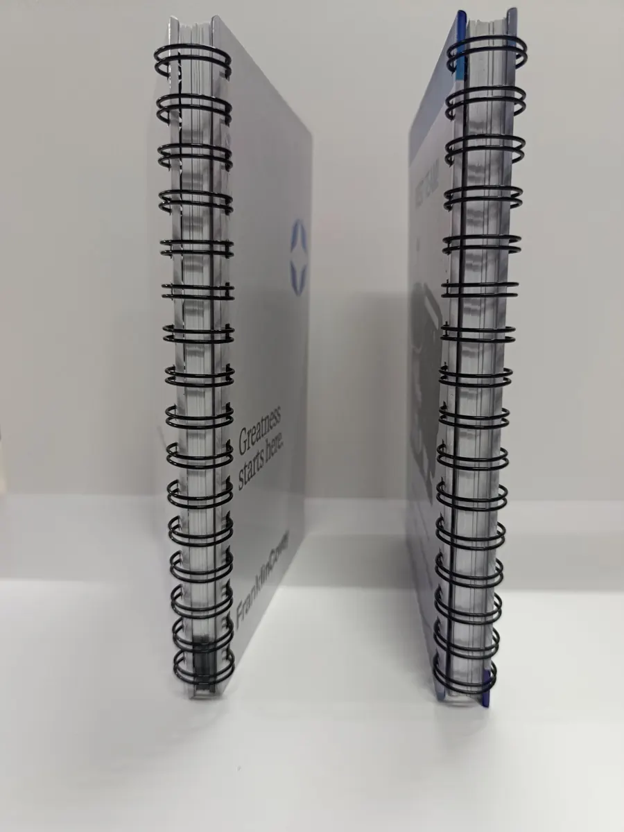 Lomo de cuadernos con encuadernación metálica doble O