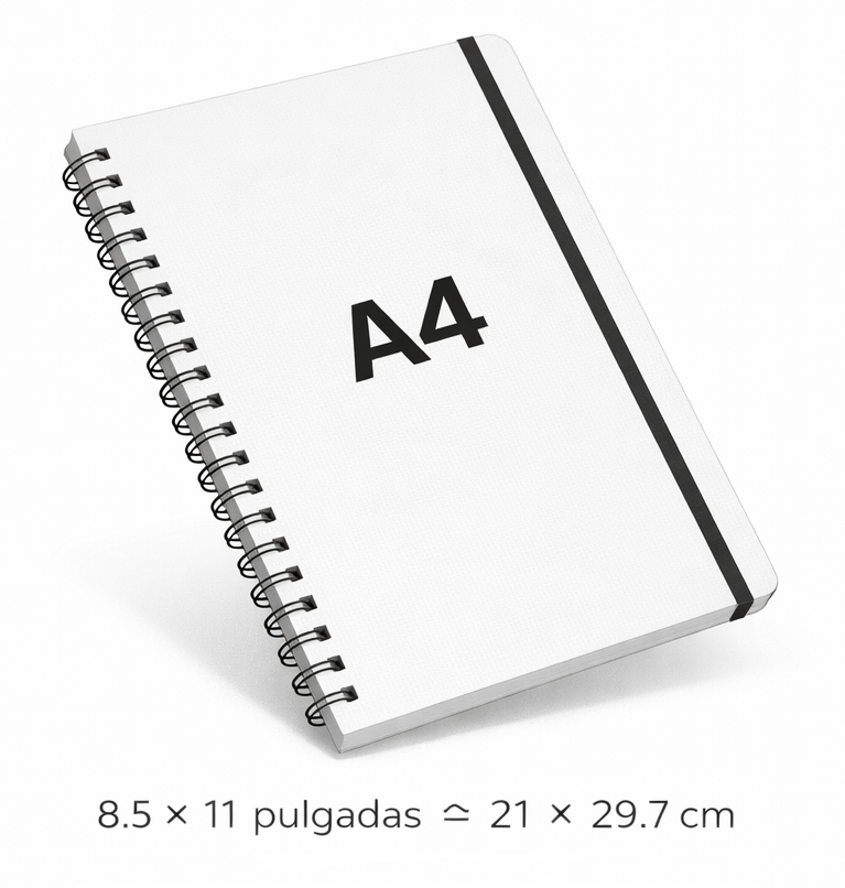 Cuaderno Personalizado Tamaño 8.5 × 11 pulgadas ≈ 21 × 29.7 cm